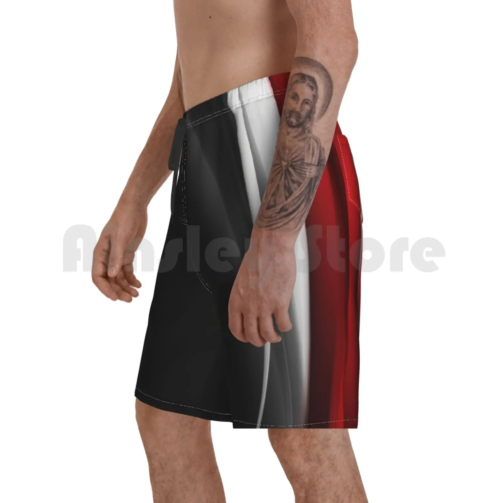 

Red And White Beach Shorts Men Beach Pants Swim Trunks Red White Black Red Pattern White Pattern Black Pattern Red