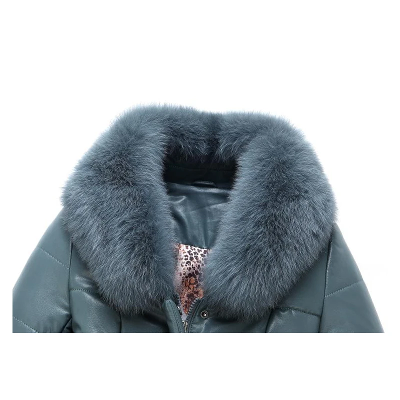 S-8xl Plus Size Middle-aged Elderly Women's Genuine Leather Jackets Real Fox Fur Coats Waterproof 2020 Elegant Thick Warm Parkas
