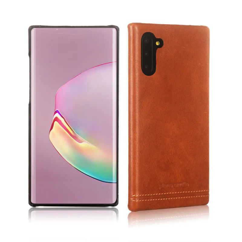 Чехол из натуральной кожи для samsung Galaxy Note 10/Plus, Роскошный Жесткий чехол для samsung Note10 Plus - Цвет: Brown