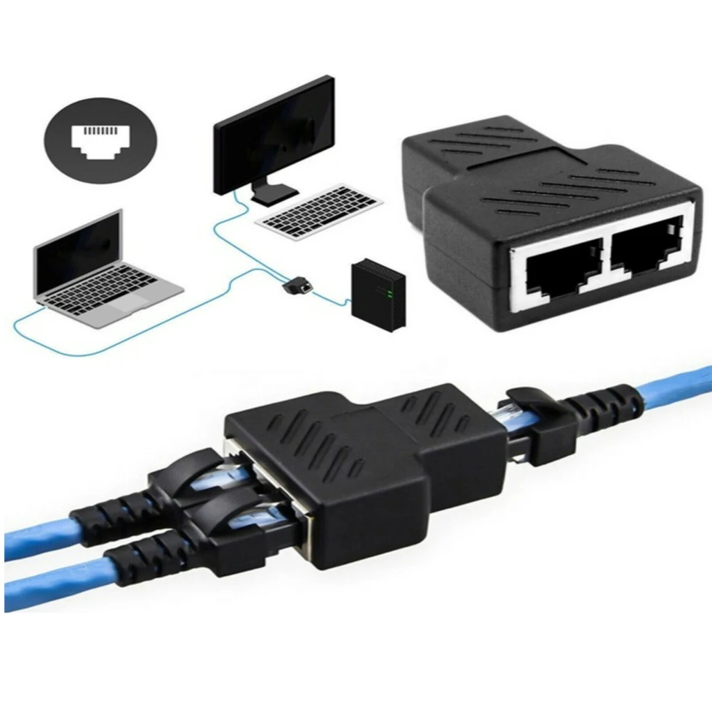 2 шт интернет кабель сплиттер Ethernet RJ45 двойной порт разъем сетевой шнур