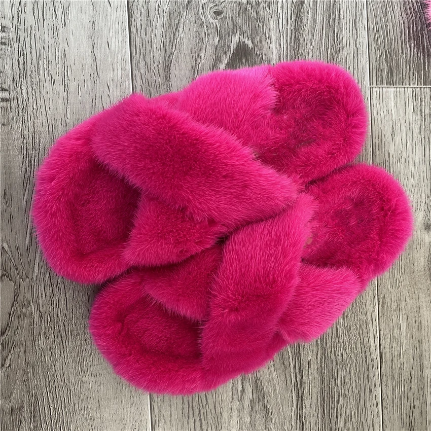 

100% Mink Leather Slippers For Ladies, Elegant And Fashionable,Flat-Bottomed, Soft And Comfortable