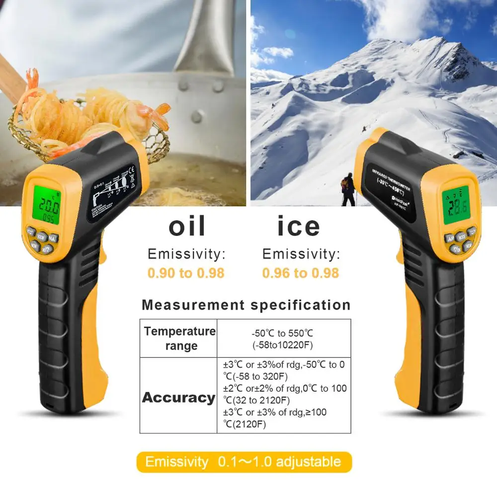 HoldPeak HP 981C инфракрасный термометр для измерения температуры 30 ~ 550'c / 22 1022'f