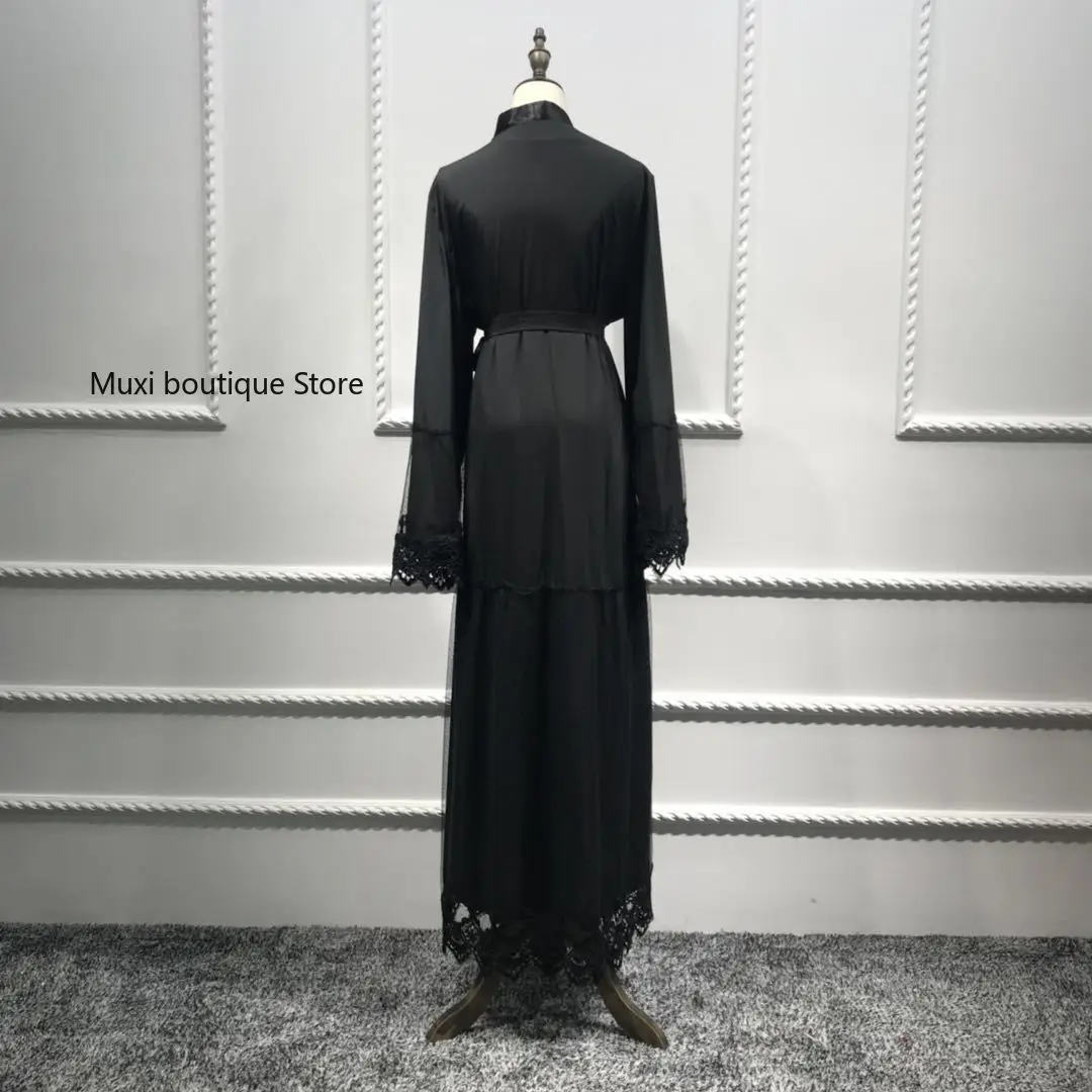 

Muslim abaya dress black fashion long dress long black lace loose fashion long sleeve Muslim women's dress