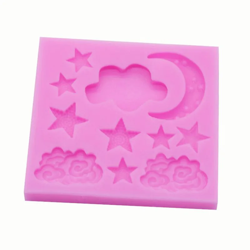 Силиконовая форма в форме звезды Луны облака 3D для украшения торта мастикой
