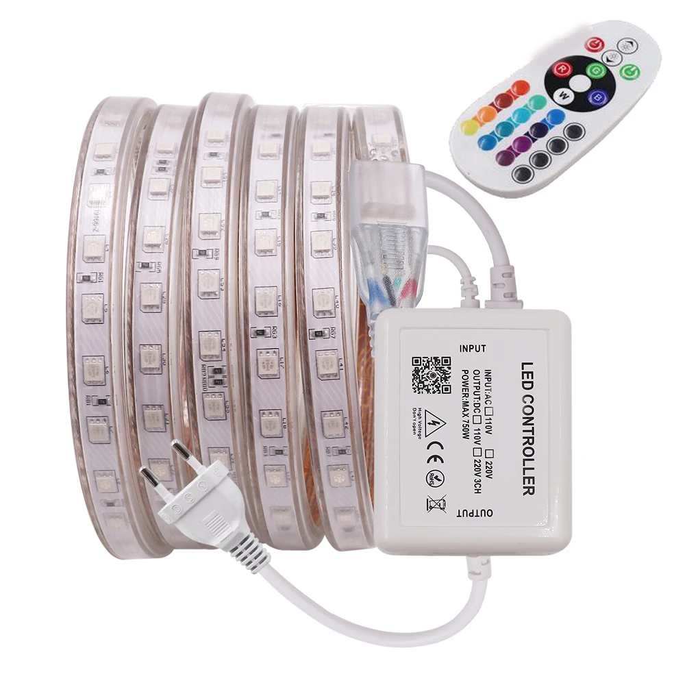 Светодиодная лента 5050 RGB 60 светодиодов/м водонепроницаемый гибкий светодиодный