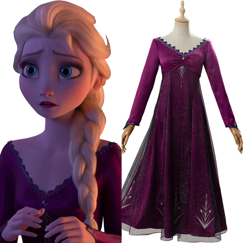 

NEW Elsa Cosplay Costume Adult Women Elsa Purple Dress Halloween Carnival Cosplay Costumes women girl princess dress