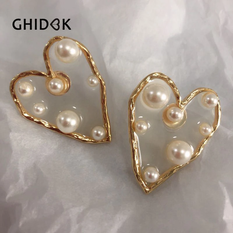 GHIDBK Boho Романтическая звезда и сердце жемчуг ушные манжеты большое акриловое