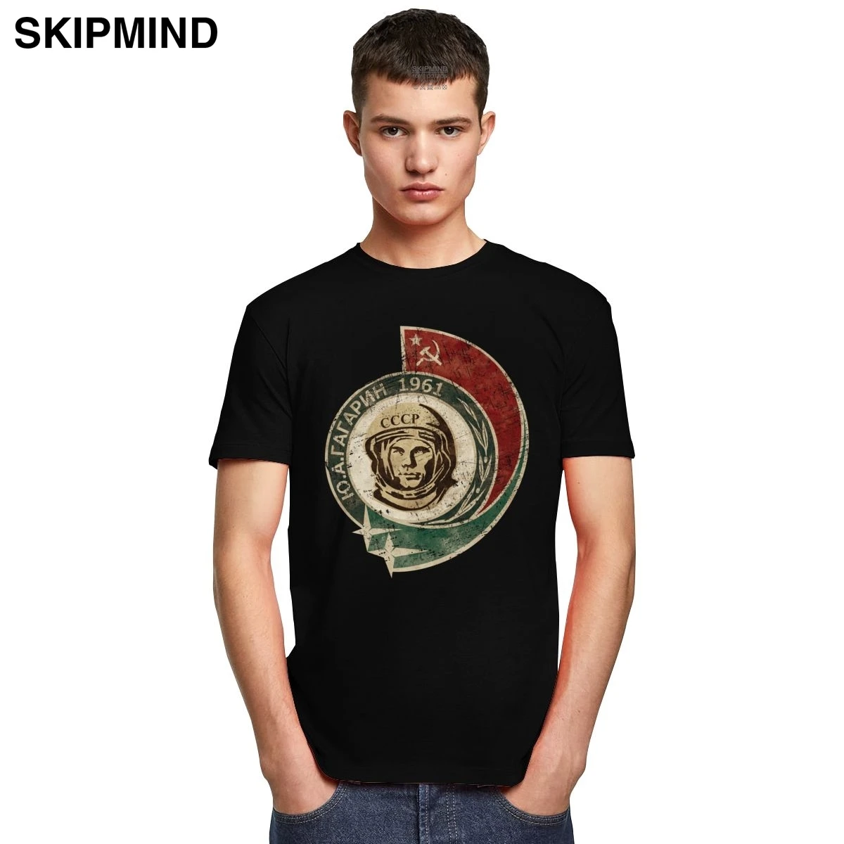 Футболка унисекс с коротким рукавом из хлопка в стиле СССР Юри Гагарина