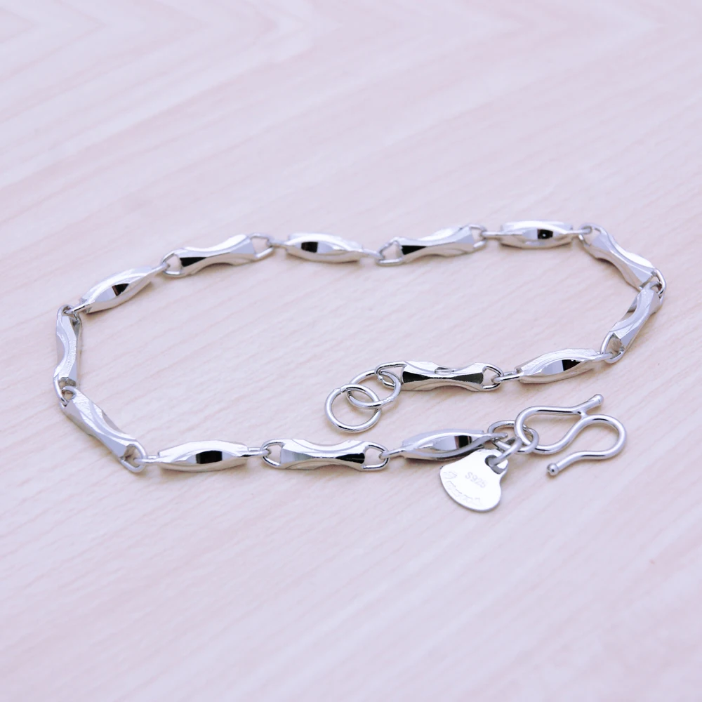 Группа браслеты для мужчин простота браслет из натуральной кожи Твердые 925