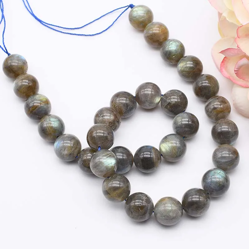 10-14mm AAA Wholesale Natural Genuine  Blue Flash Labradorite Round Loose Stone Beads Fit Jewelry DIY Necklaces or Bracelets 15