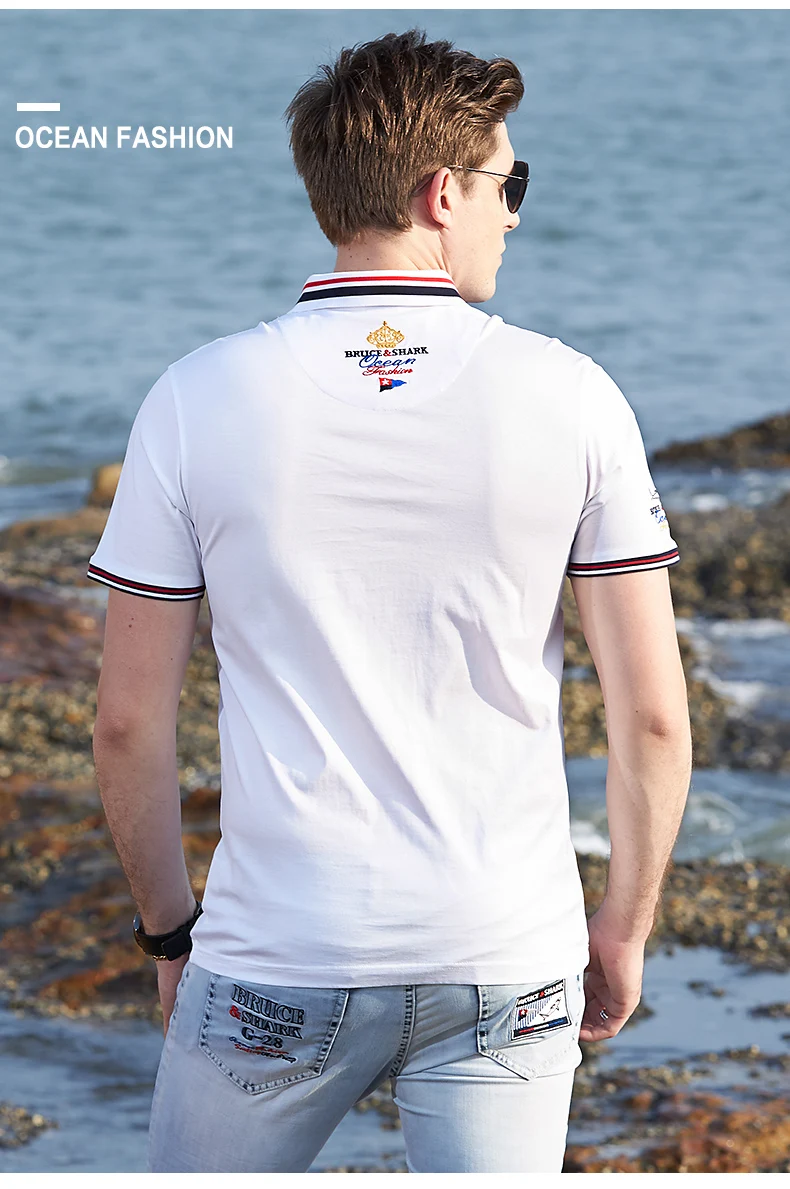 

Bruce&Shark 2021 Summer Streching Polo Short Men TEES Mercerized Soften Cotton Fashion Casual best quality Plus 4XL