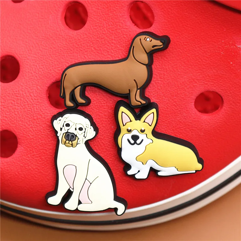 Original Shoe Buckle Accessories Novel Cute Labrador Corgi Dachshund Shoes Decoration Jibz for Croc Charms Bracelets Kids Gifts