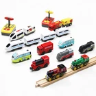 Электрический маленький локомотив с дистанционным управлением, Деревянный Железнодорожный поезд с магнитным соединением для мальчиков и детей, интеллектуальные игрушки