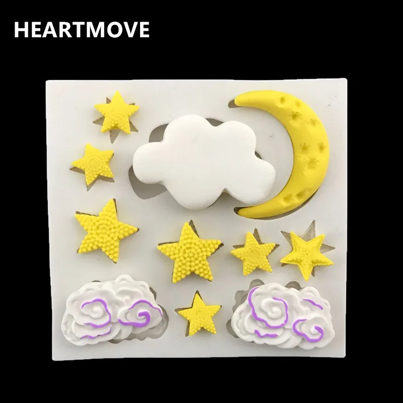 

Star Cloud Moon Cake Border Silicone Mold Birthday Wedding Cupcake Fondant Cake Decorating Tools Chocolate Gumpaste Moulds 9223