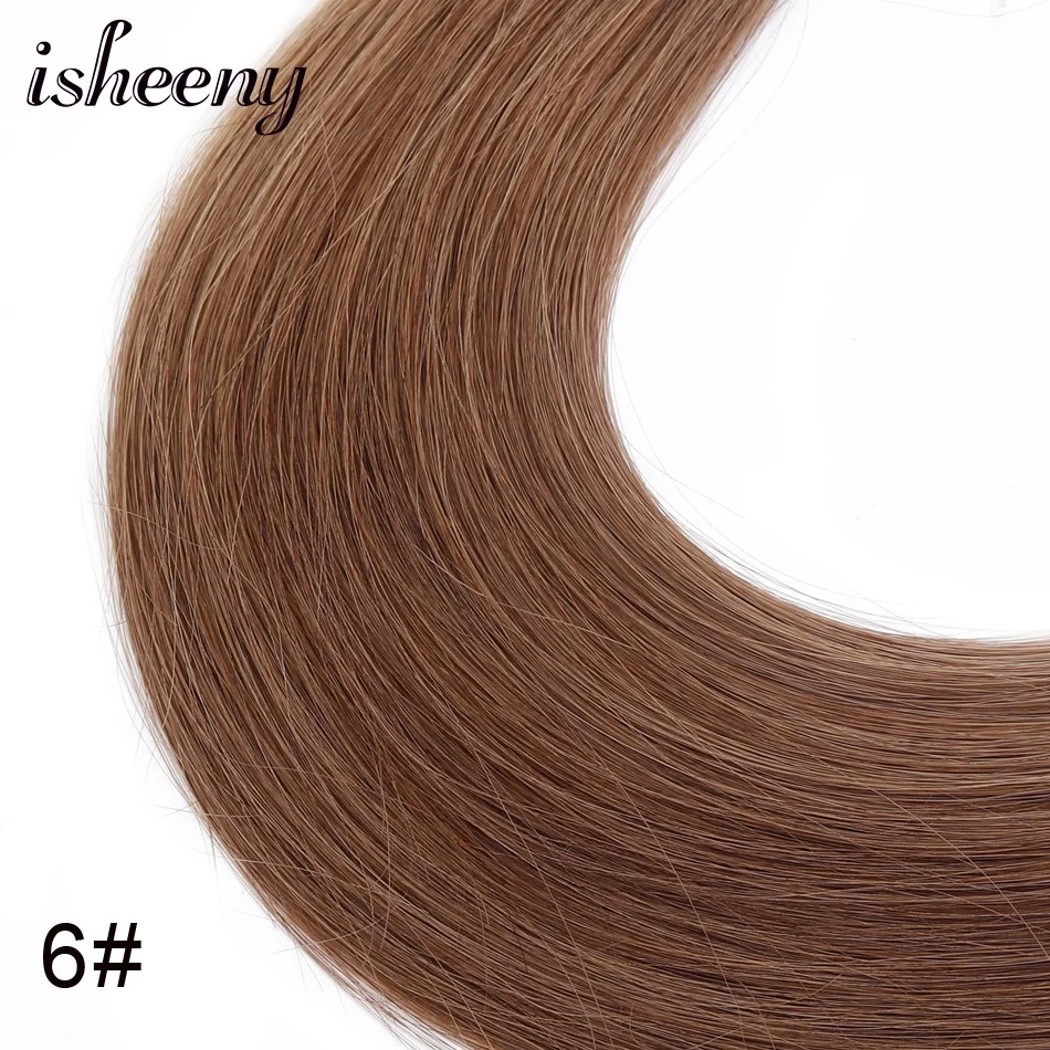 #6 Isheeny 1" 18" 2" Remy fusion волосы для наращивания прямые 25 прядей для ногтей u-образные человеческие волосы 11 цветов - Цвет: #6