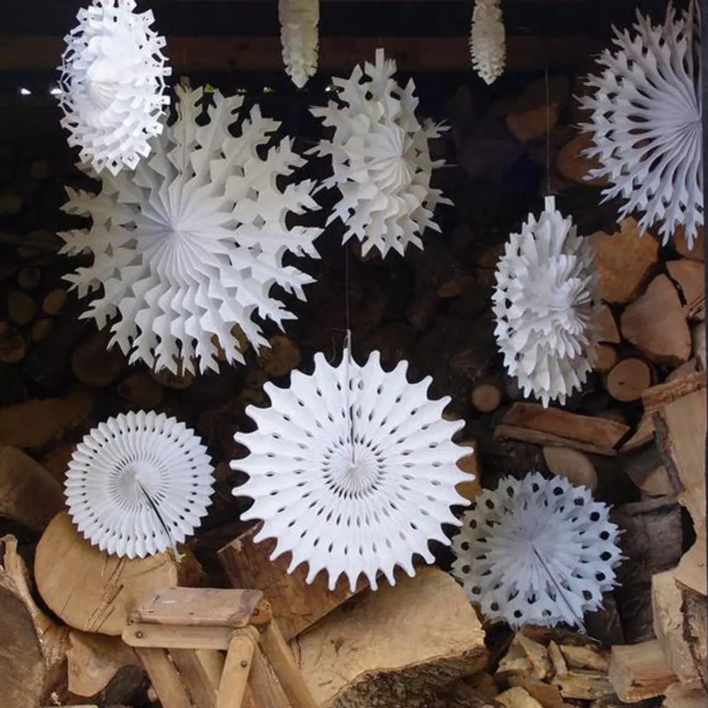 Свадебное украшение белая салфетка снежинка веер на новый год Рождество