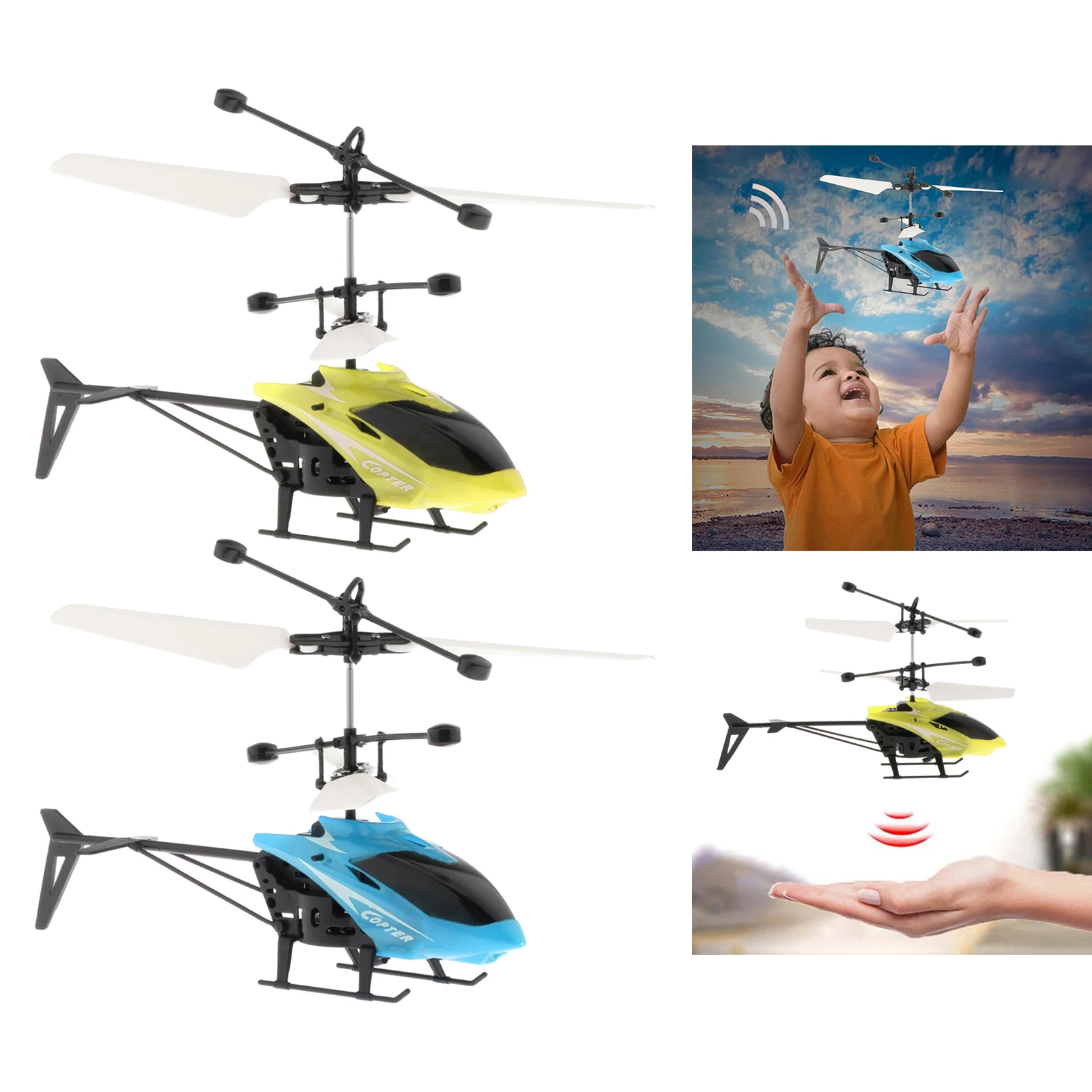 

2x Mini Kids Flying Ball RC Toys Hand Controlled Induction Helicopter