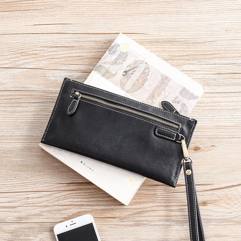 AETOO мужской кожаный кошелек длинный ультра-тонкий чехол для мобильного телефона