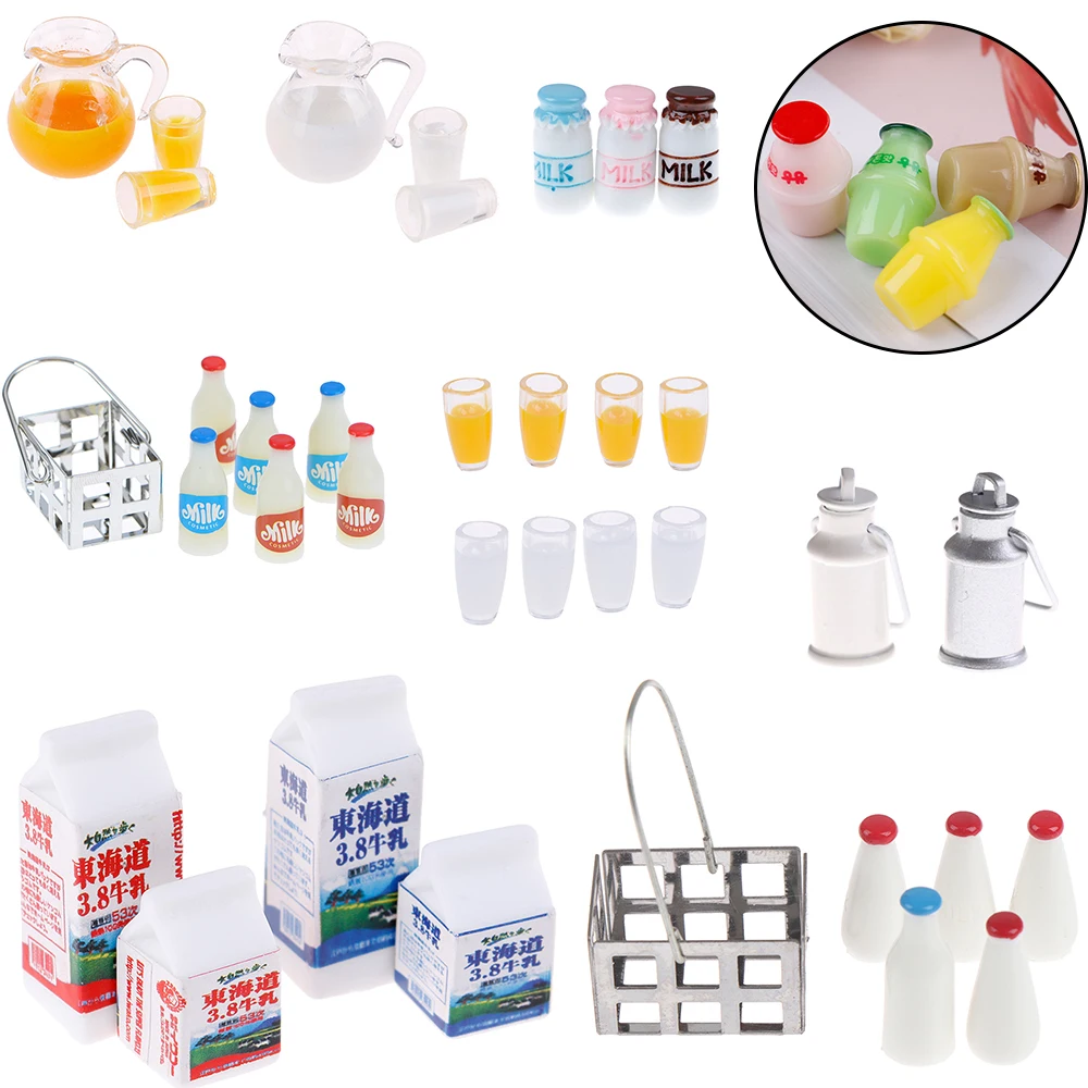 1/12 кукольный домик Миниатюрный молочный стеллаж корзина кувшин с крышкой