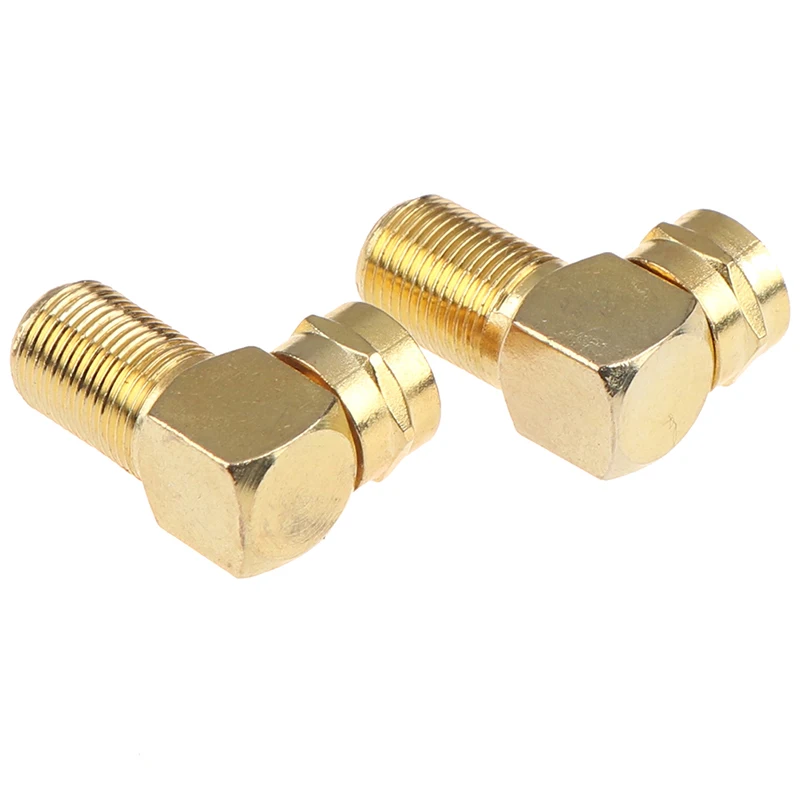 1PC Copper Gold plated F Male Plug to F Female Jack Right Angle Adapter 90 Degree Coax TV F Connector 1PC images - 6