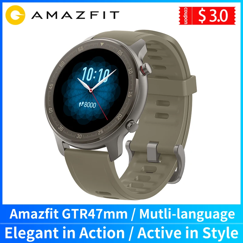 Умные часы Amazfit GTR 47 мм 5 АТМ новые умные с аккумулятором 24 дня управление музыкой