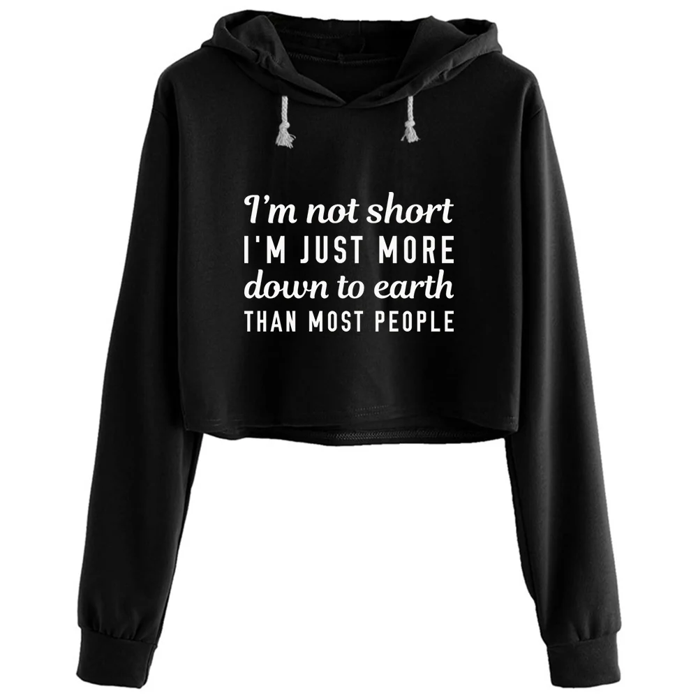 

Im Not Short Crop Hoodies Women Goth Grunge Harajuku Anime Pullover For Girls