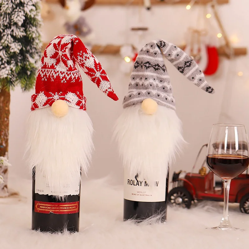 

2023 New Year Gift Christmas Faceless Doll Wine Bottle Set Wine Bottle Cover Christmas Decor for Home Navidad Dinner Table Decor