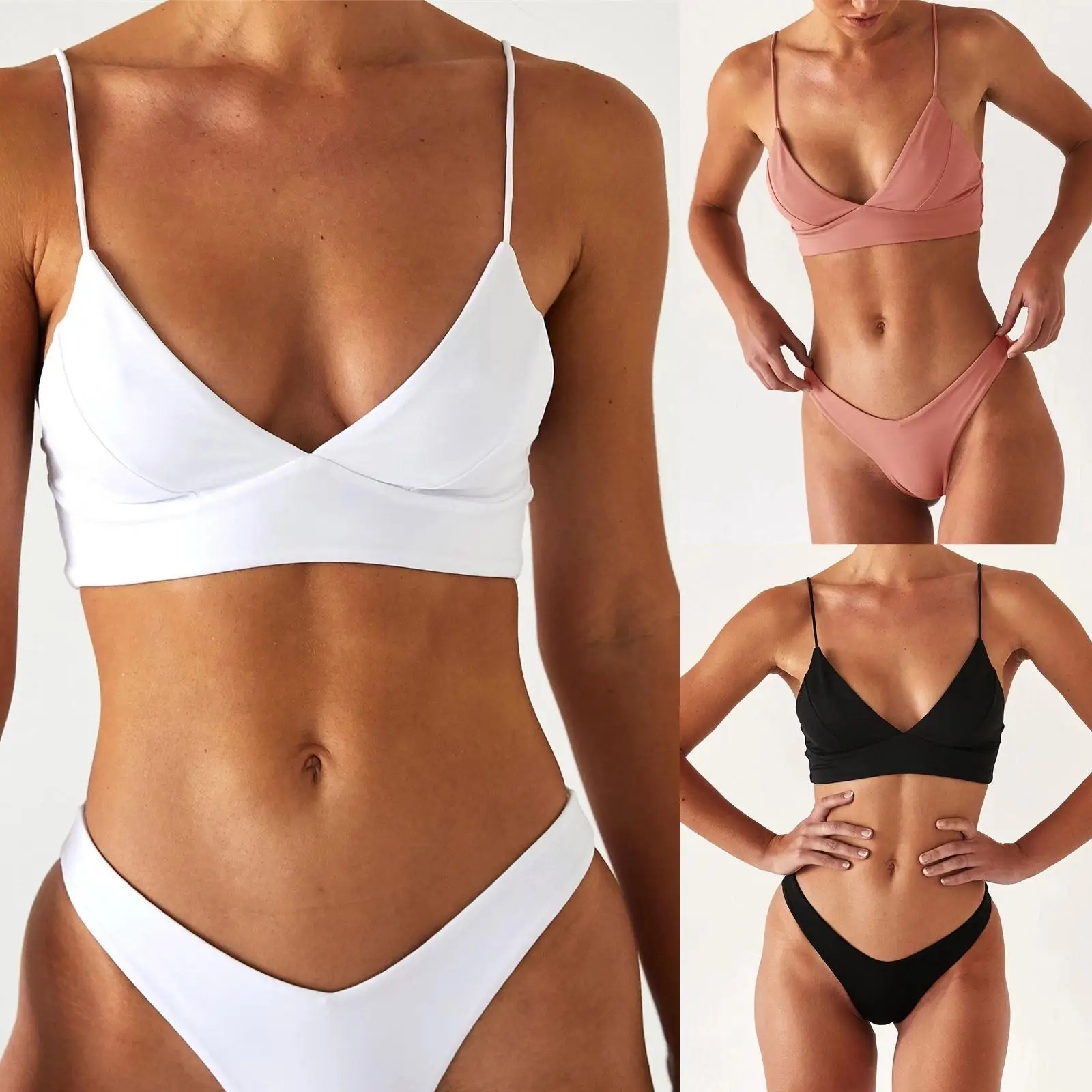 

2021 Imucci Solid Swimwear Ladies Swimwear Sexy Push-up Micro Bikini Set Ladies Swimming Swimwear Beachwear Summer Bra Bikini