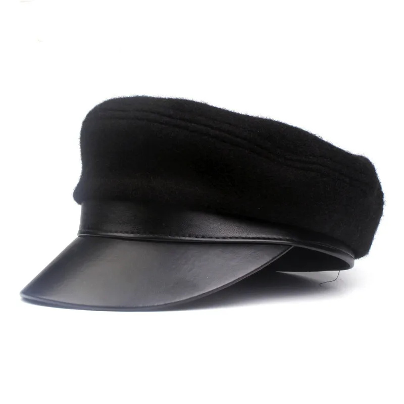 Кепка Xthree женская кожаная модная шерстяная Панама в стиле милитари с плоским