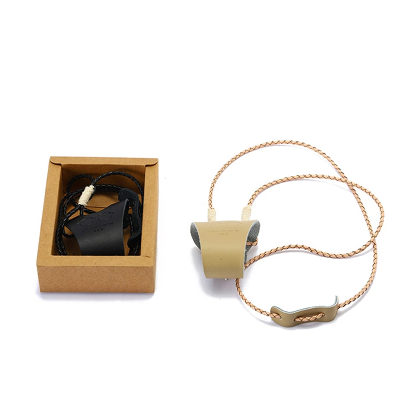 

Ins Genuine Leather Hanging neck Sun Glasses Spectacle Case Men Women Box Frames Sunglasses Button Bags Lanyard Eyewear Cover