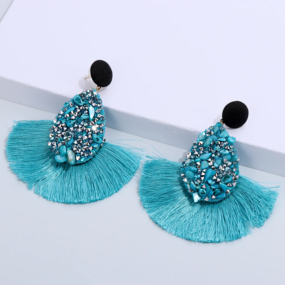 1 пара женские серьги-кисточки с кристаллами