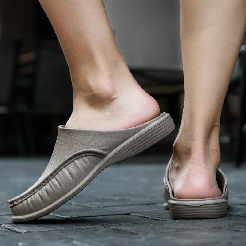 

Brand 2020 Summer Men Loafers Slip on Casual Walking Shoes Designer Men Half Slippers Comfortable Soft Slippers 40-47