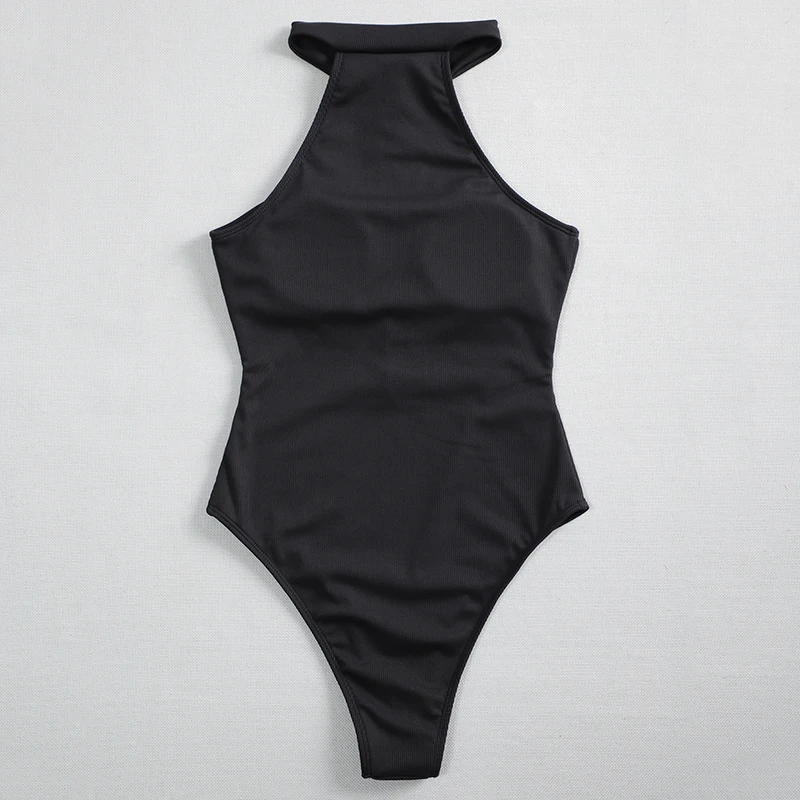 New Sexy High Neck Zipper Women Swimwear One Piece Swimsuit Female Monokini High cut Trikini Ribbed Bathing Suit Swim Bodysuit