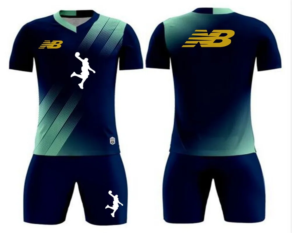 

2020 Men football Sportswear Set Fashion T-shirt +Shorts Casual Jogging Quick dry Breathable Tracksuit Basketball training Set