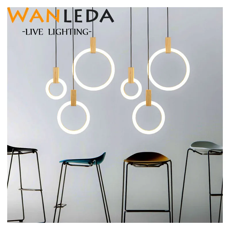 Современный светодиодный подвесной светильник из дерева в скандинавском стиле
