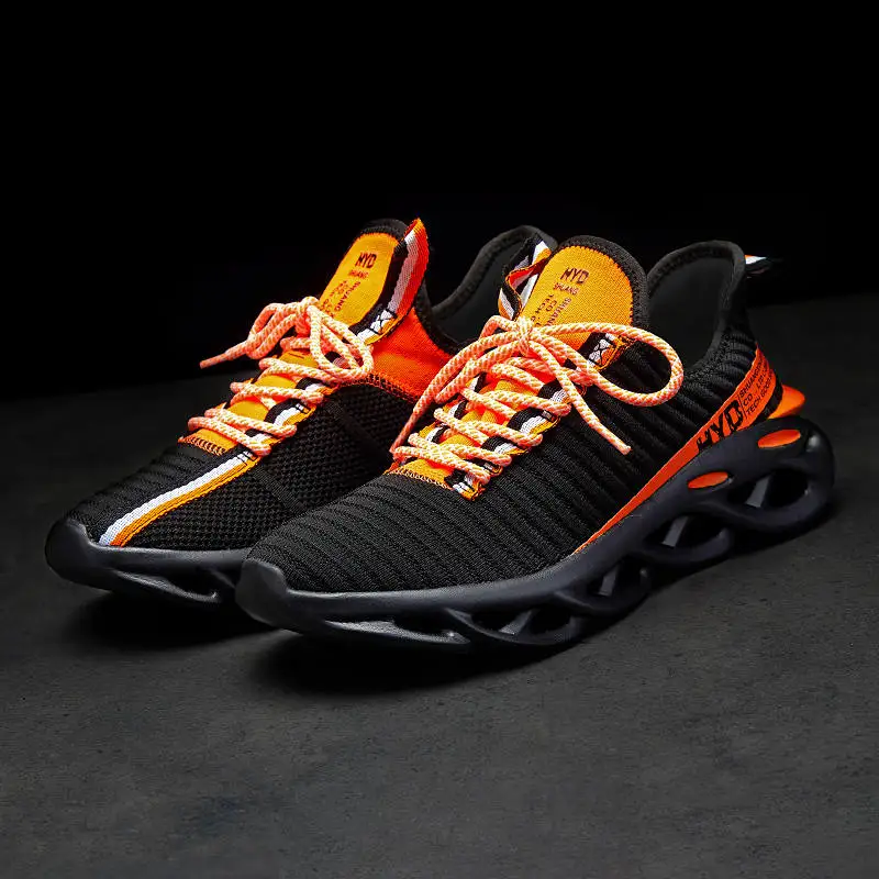 Spring Summer Outdoor Black Men's Running Shoes Knit Comfort Sock Blade Sneakers Men Gym Shoes Lightweght Athletic Shoes Women