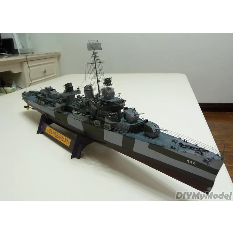 DIYMyModeI-Maqueta de papel para manualidades 3d, modelo a escala 1: 2020, destructor USS Heermann de la Segunda Guerra Mundial, trabajo Manual, 200-4
