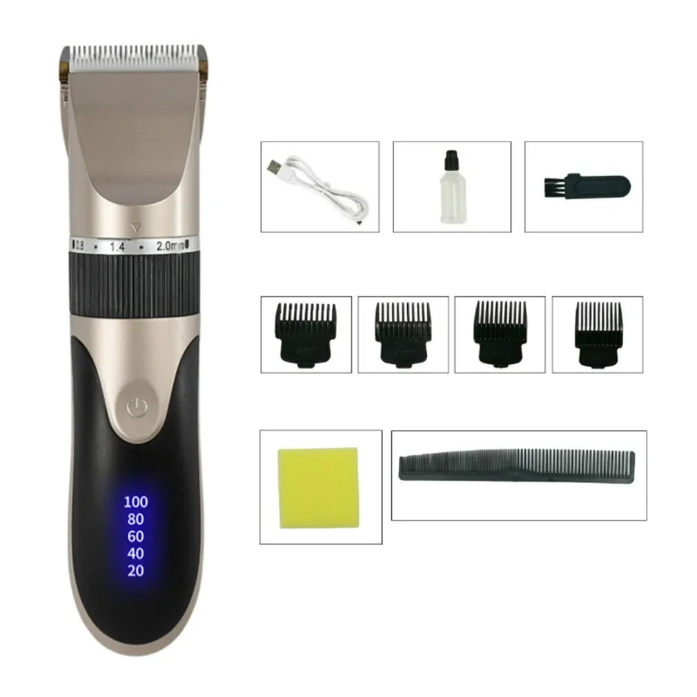 Машинка для стрижки волос цифровой USB Перезаряжаемые машинка Для мужчин стрижка