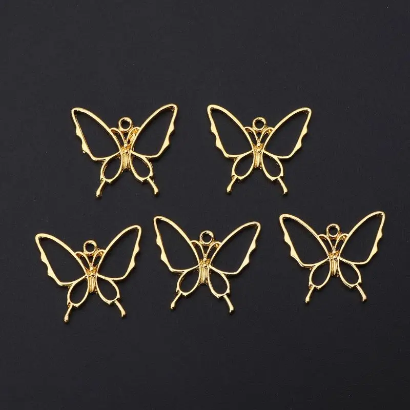 

5Pcs Butterfly Resin Blank Frame Pendants Bezel Cabochon Setting Jewelry Making DIY Fashion earrings necklace pendant Accessory