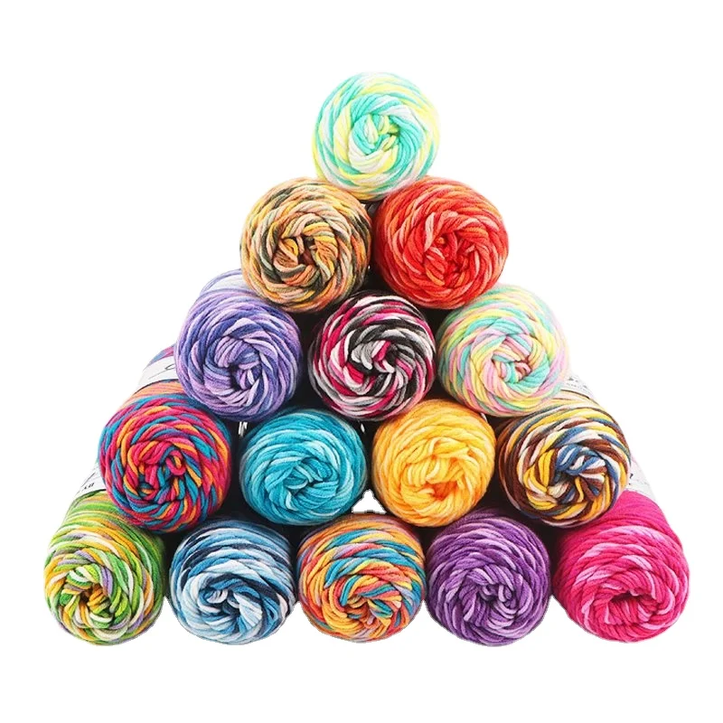

New 5 Strands Blooming Gradient Wool Fancy Long Dyed Warm Thread Hand-knitted Crochet Thread Diy Knitted Children Scarf Hat