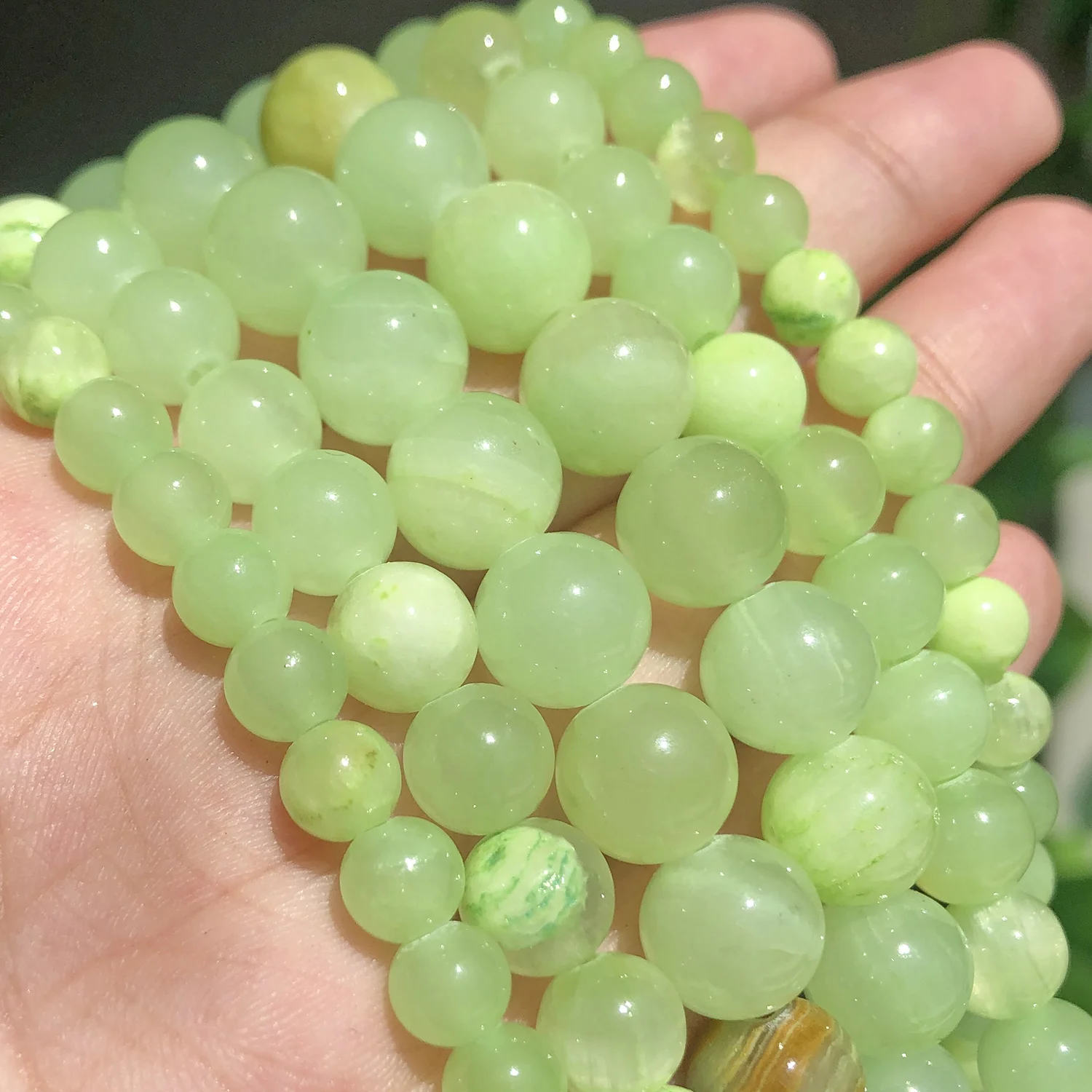 

Natural Flower Green Jade Stone Beads 4/6/8/10/12mm Round Loose Spacer Beads For Diy Bracelet Necklace Jewelry Making Findings