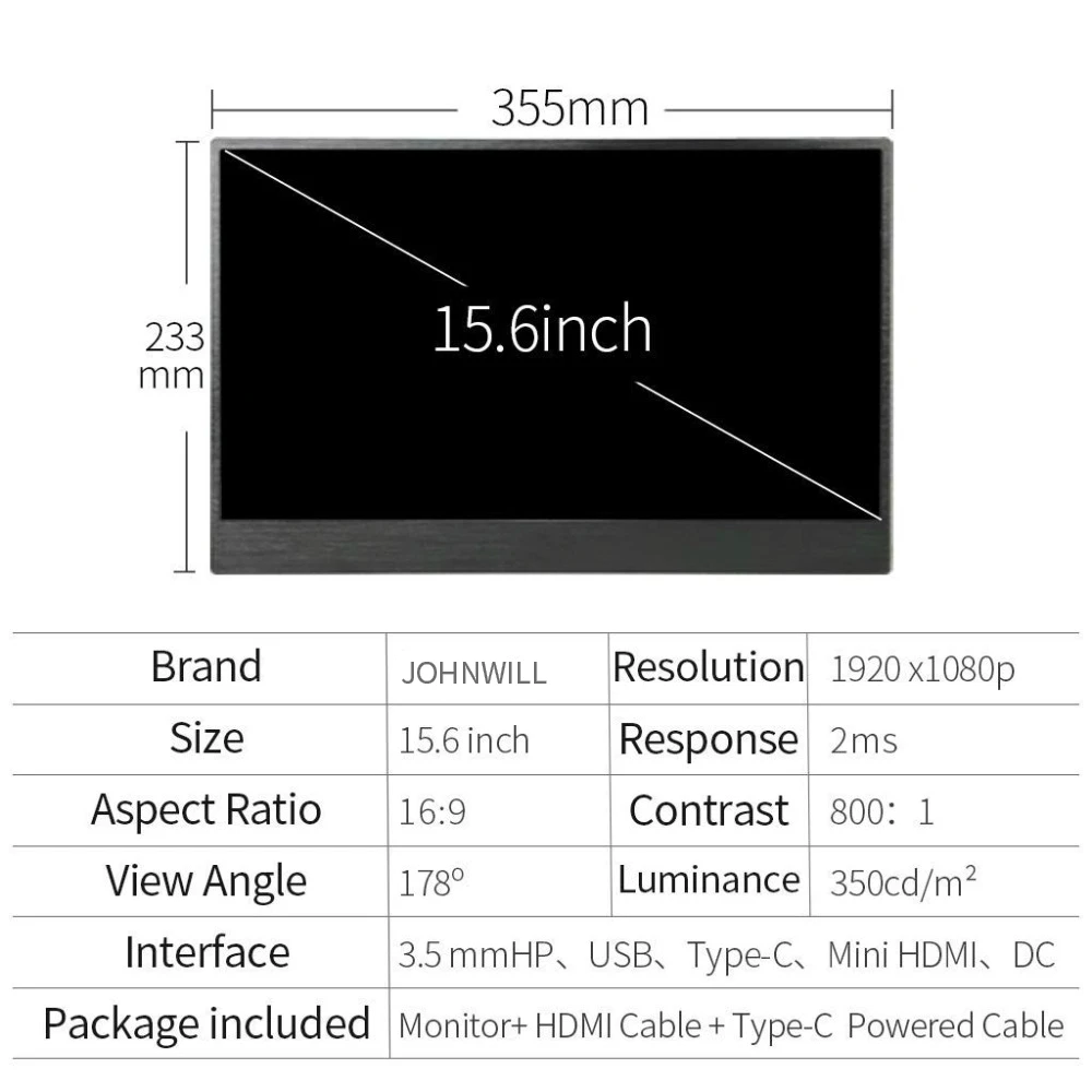 Новый 15 6 дюймовый портативный монитор с ЧПУ HD Тонкий игровой Дисплей 1920x1080 для