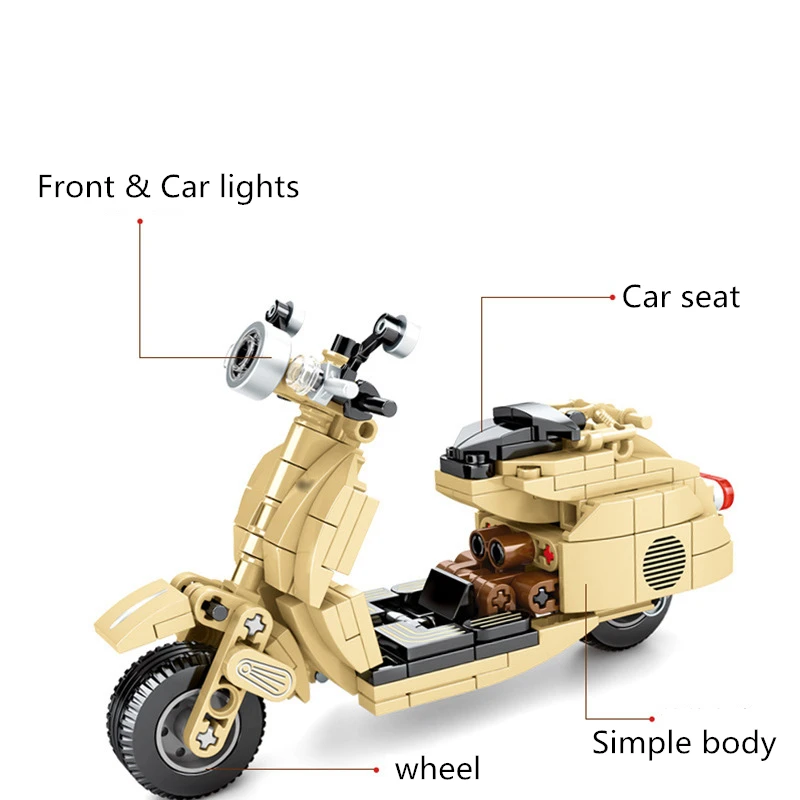 Классическая модель мотоцикла Vespas набор строительных блоков высокие технологии