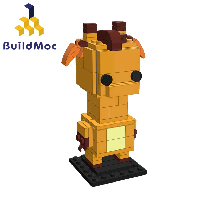 BuildMoc BrickHeadz для 40316 жирафа квадратная голова большая из принта коллекция игрушек