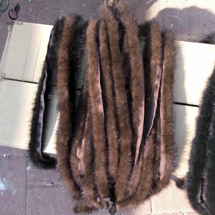 Оптовая продажа Заводская поставка отделка из натурального меха норки полоски