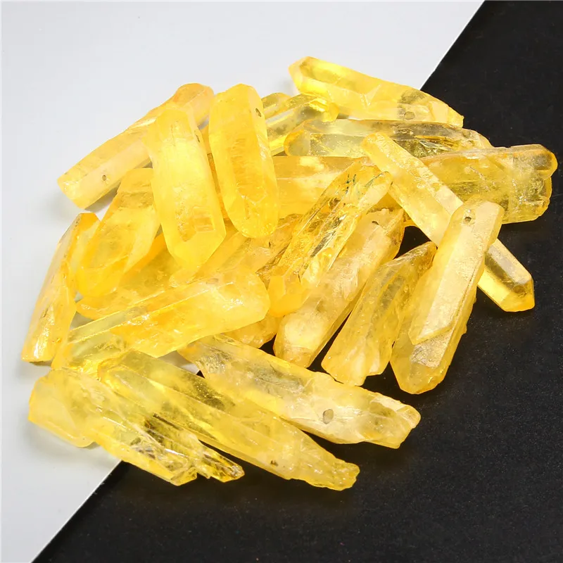40 мм 10 шт. необработанный натуральный желтый кварцевый кристалл палочка точечные
