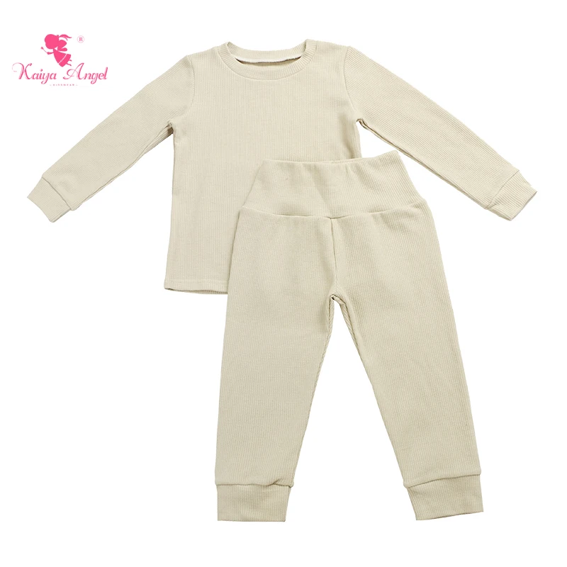 

Kaiya Angle Light Khaki Two-piece Fall Kids Boys Girls Clothes Set Casual Base Layer Undershirt + Waist Stretch Trousers Outfit