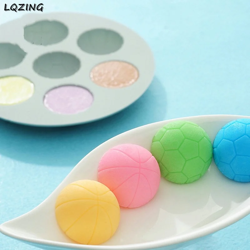 7 ячеек Мультяшные стерео футбол баскетбол форма для шоколадного мусса формы