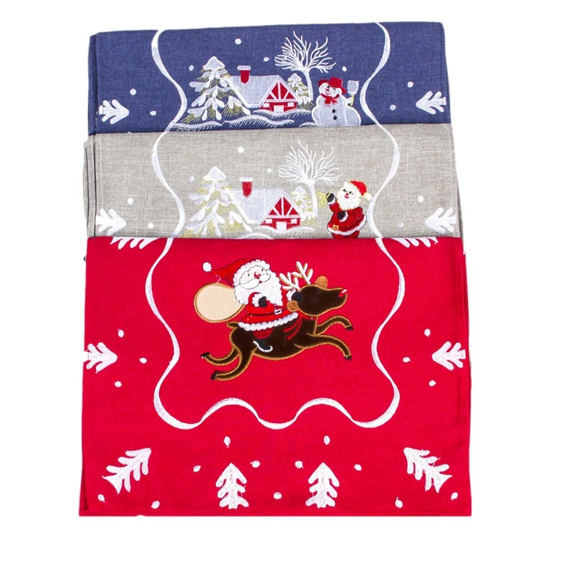 

New Embroidery Christmas Table Cloth 40X180Cm Christmas Table Flag Christmas Tablecloth Christmas Table Decor Home Decoration