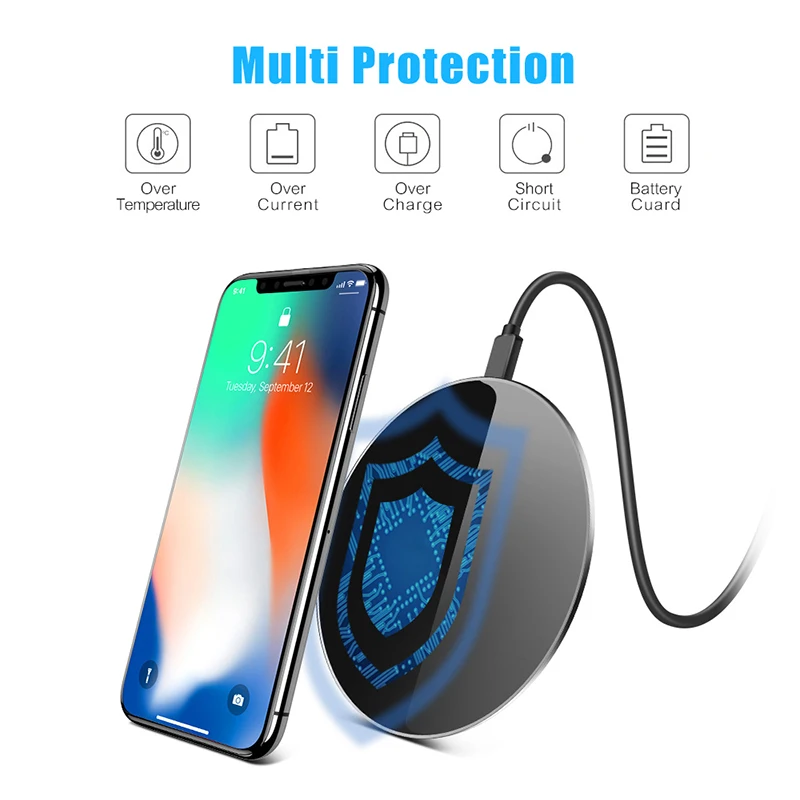 Быстрое беспроводное зарядное устройство для iPhone X Xs MAX XR 8 plus Зарядка для samsung S8 S9 Plus Note 9 8 USB телефон Qi зарядное устройство Pad